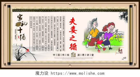 夫妻之循家礼十循中国传统文化教育海报